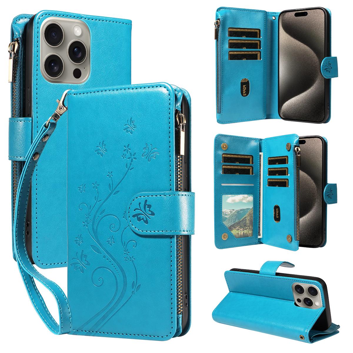 

Leather Phone Case for IPhone 17ProMax 17Pro 17E 17 AIR Protective with Magnetic Wallet Stand and Other FeaturesFashion Embossed iPhone17 Pro синий