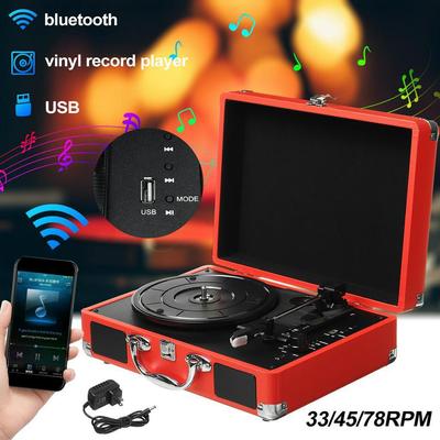 33 45 78 RPM LP Wireless USB Bluetooth Antique Gramophone Turntable Disc Vinyl Audio Output Out Record Player