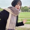 New Plaid Small Fragrant Style Scarf for Women Korean Version Versatile Purple Warm Autumn and Winter Ins Couple Scarf for Men