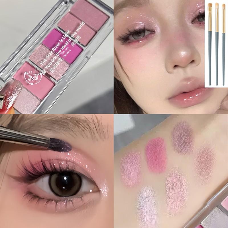 Summer Ice Is Blue and Green! Dopamine Eye Shadow Plate 2025 New Arrival Matte Shimmer Thin and Glittering Cool Blue Green