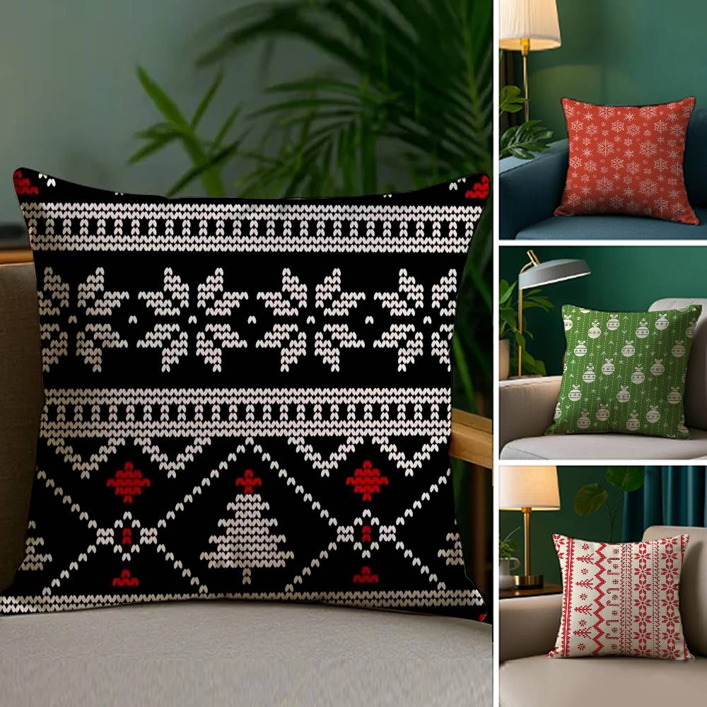 Weihnachts-Schneeflocken Kissenbezug Sofa und Wohnzimmer Dekorative Kissenbezüge Staubdicht und Milbendicht Unsichtbarer Reißverschluss
