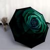 1pc Teal Rose Pattern Automatic Opening/closing Umbrella with Auto Open/Close, Windproof, Foldable Sunshade, Perfect Gift for Friends, Durab