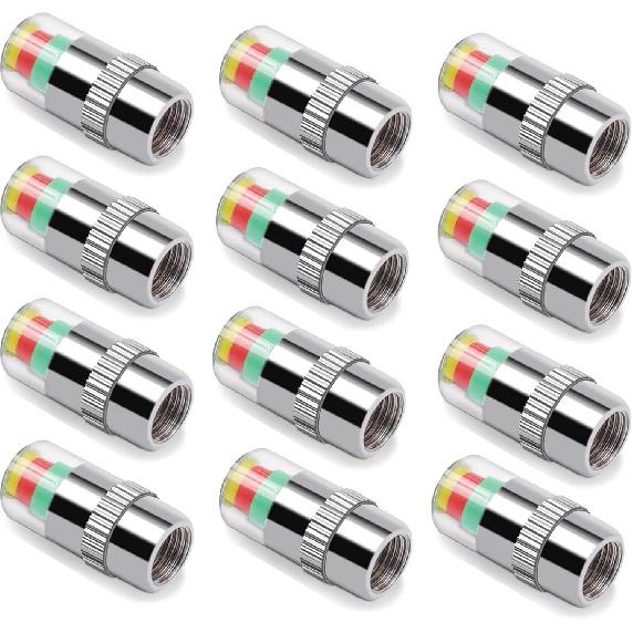 

12pcs Tire Pressure Caps, Easy to Read 3 Color Car Tire Pressure Monitor Valve Stem Caps, 32-to-35 PSI 2.2Bar