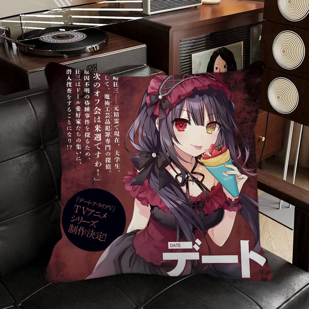 Kurumi Tokisaki Anime Kissenbezug Quadratisches Kissen Schlafzimmer Sofa Freizeit Komfort Kissen Auto Heimdekoration