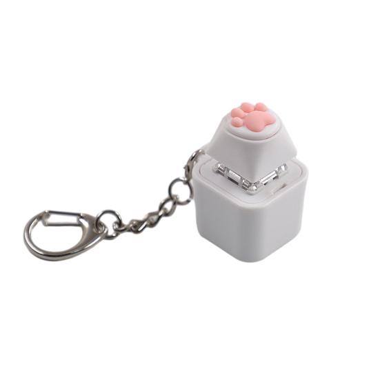 Electric Wooden Fish Keycap Toy with Hanging Buckle RGB Light Up Stress Relief Pink Silicone Butt Cat Paw Decompression Keychain Pendant Kids