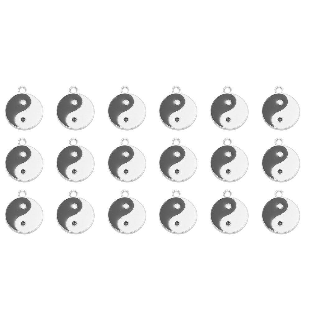 3/9/18pcs Black/White Yin Yang Alloy Enamel Tai Chi Yin Yang Bagua Pendant Craft Accessories DIY Necklace Bracelet Jewelry Making Discovery