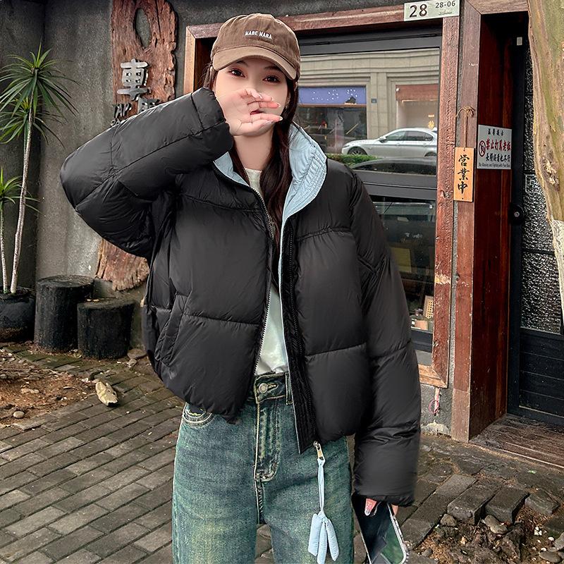 2024 Korean Cotton Padded Clothes Women Winter Jacket Loose Parkas Stand Collar Down Puffer Coat Thick Warm Short Bread Jacket