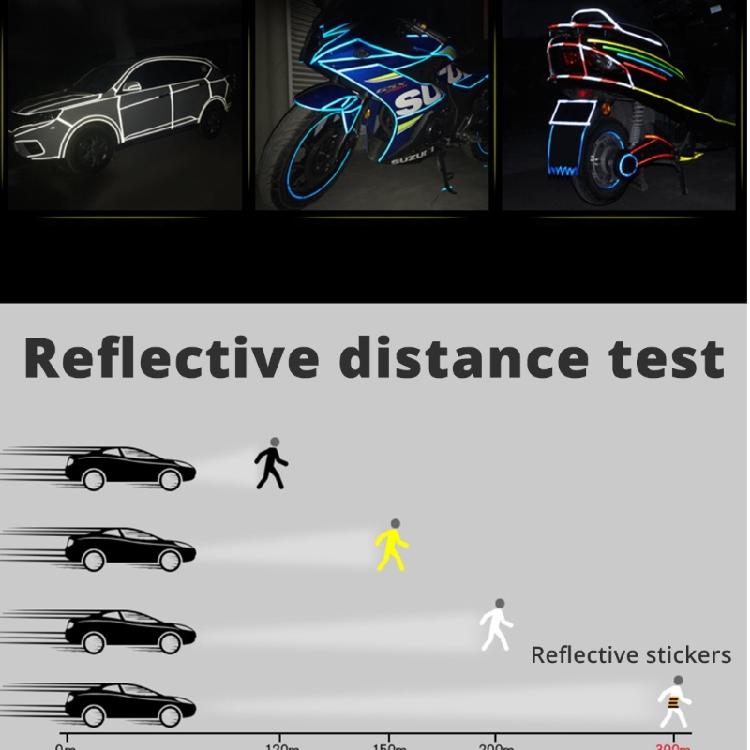 Road Bike Sticker Reflective Tape Fluorescent Safety Warning Strips Protective Tape Bicycles Wheel Body Sticker