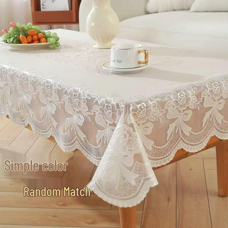 90x140cm Waterproof Heat-Resistant Lace Plastic Tablecloth - Wash-Free European Style for Dining or Coffee Tables