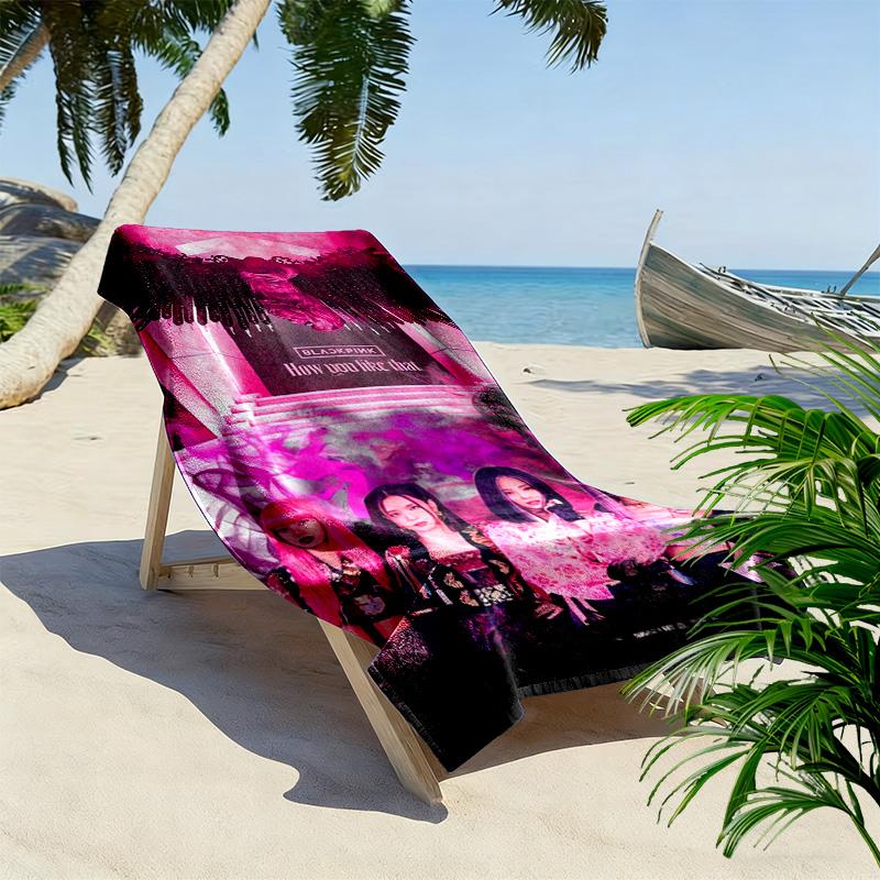 Vibrant Pink Vibes: Blackpink's Signature Style Beach Towel Portable for Travel Beach Seaside Absorbent Bath Towel Swim Travel and Vacation Towels