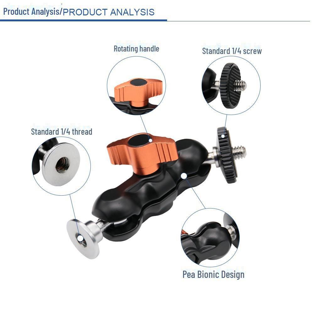 Magic Hand Double Gimbal: Powerful Crab Claw Clamp with Universal Metal Ball Head and Fixed Base