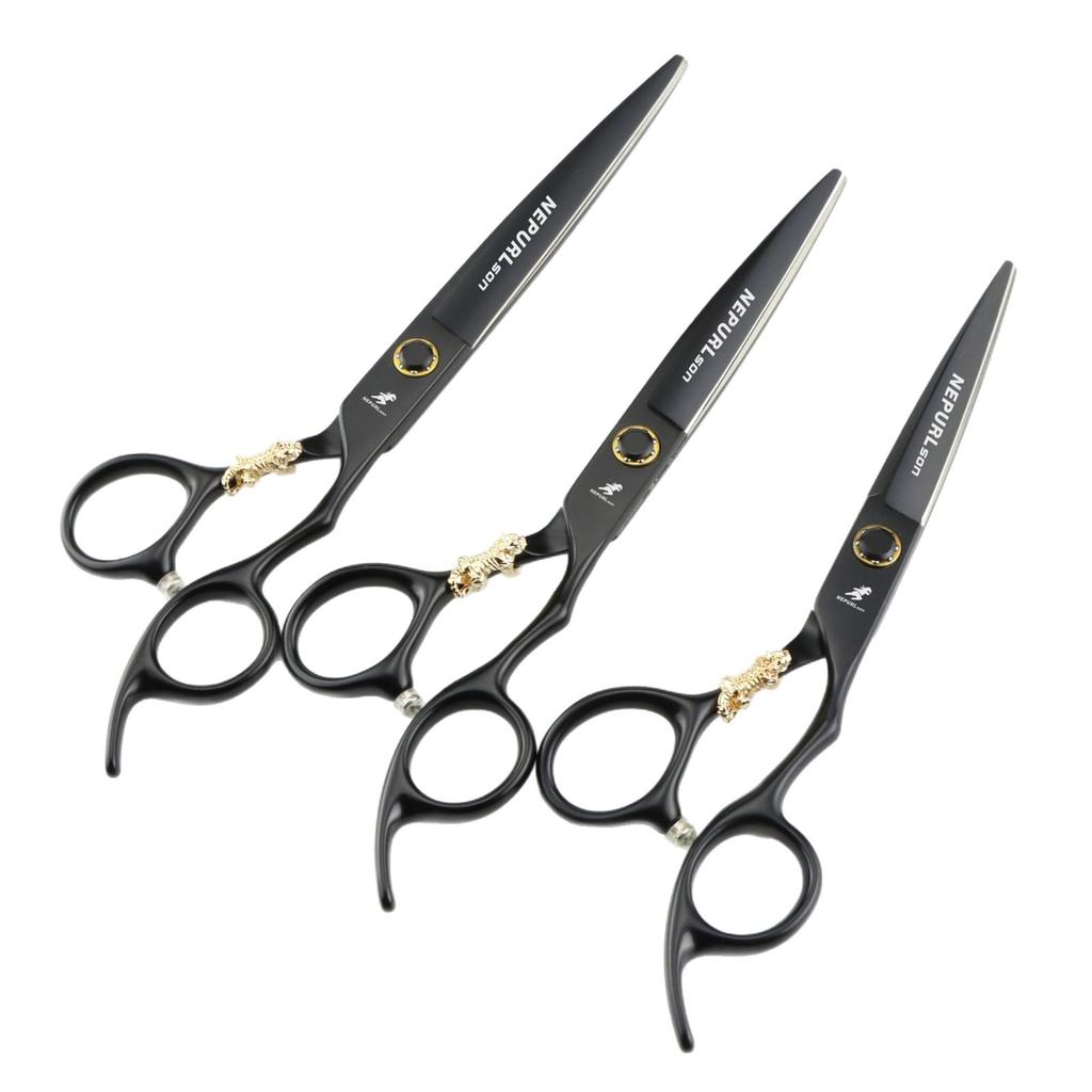 Black 6.0/6. 5/7.0 Inch Niepsen Black Steel Small Golden Tiger, Bearing Screw Hair Clipper, Haircut Flat