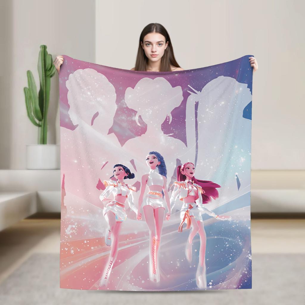 Super Soft Blanket Decorative K-Pop Demon Hunters Hot Anime  Throw Blanket  Flannel Bedspread For Couch Bed Sofa Bed Cover