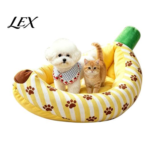 Kitten Snuggle Bed Banana Cat Bed, Cozy with Raised Edge, Cute Pet Furniture Breathable Mesh Cover, Funny for Indoor Cats Small Dogs Polyester