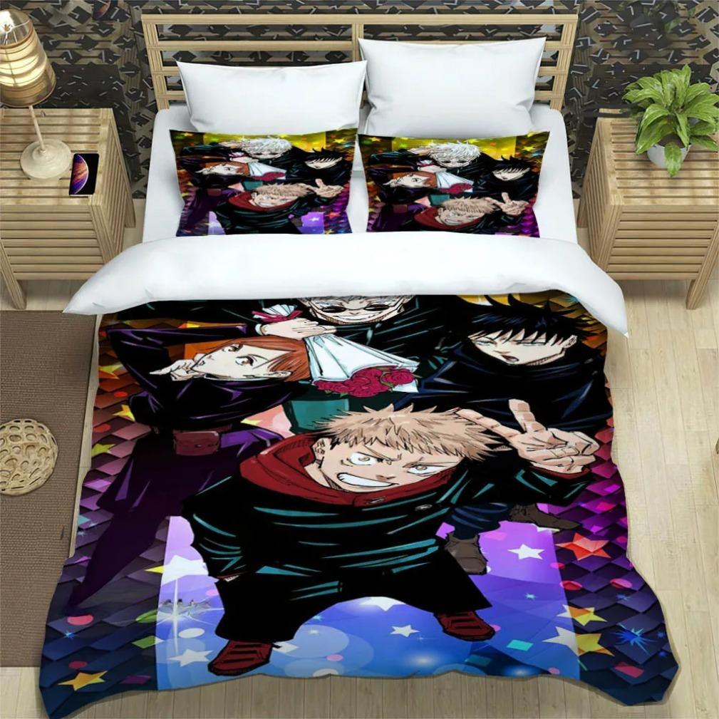 Japan Anime Teenagers Gifts Jujutsu Kaisen Bedding Set Sato Gojo Duvet Cover Sets Twin Queen King Single Size