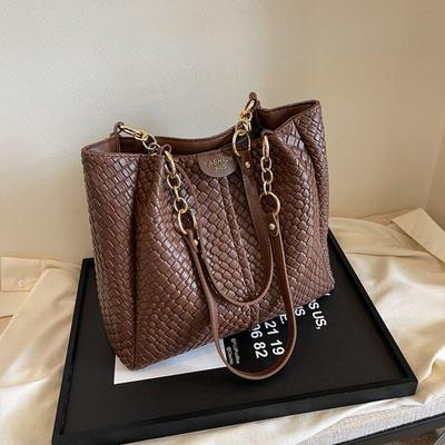 Korean Retro Casual Large Capacity Woven Tote Bag for Women - Versatile Shoulder Bag 2025