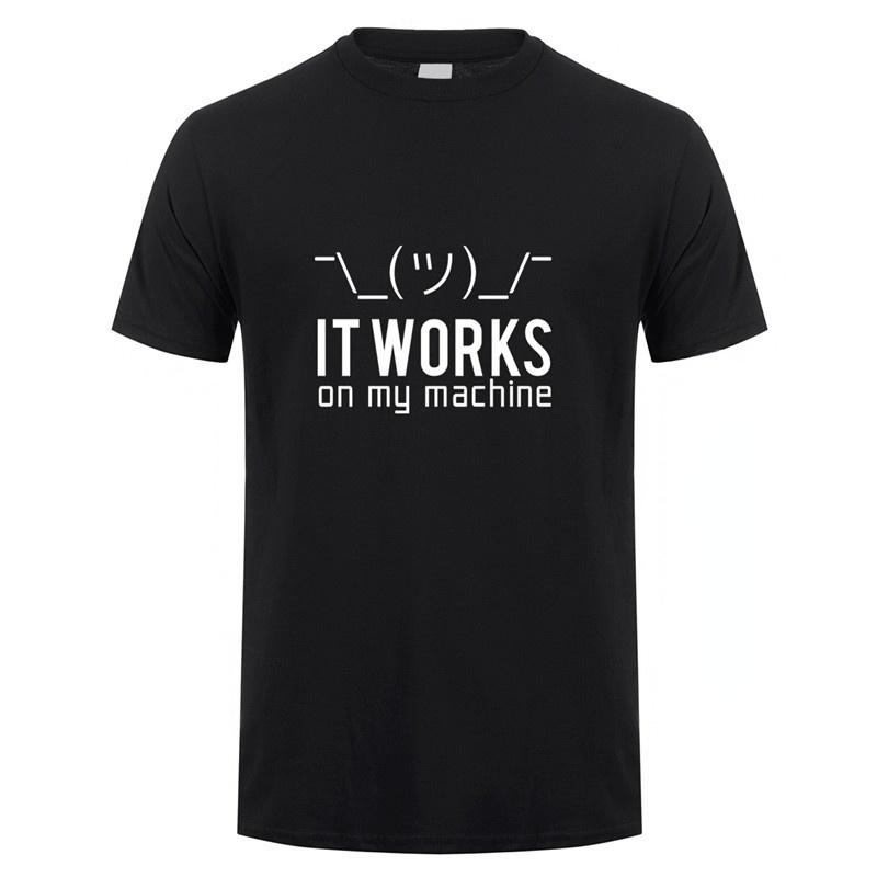 Summer Men Casual TShirt Funny Geek It Works on My Machine Graphic Tshirts Male O Neck Oversized Tees Computer Programmer Top