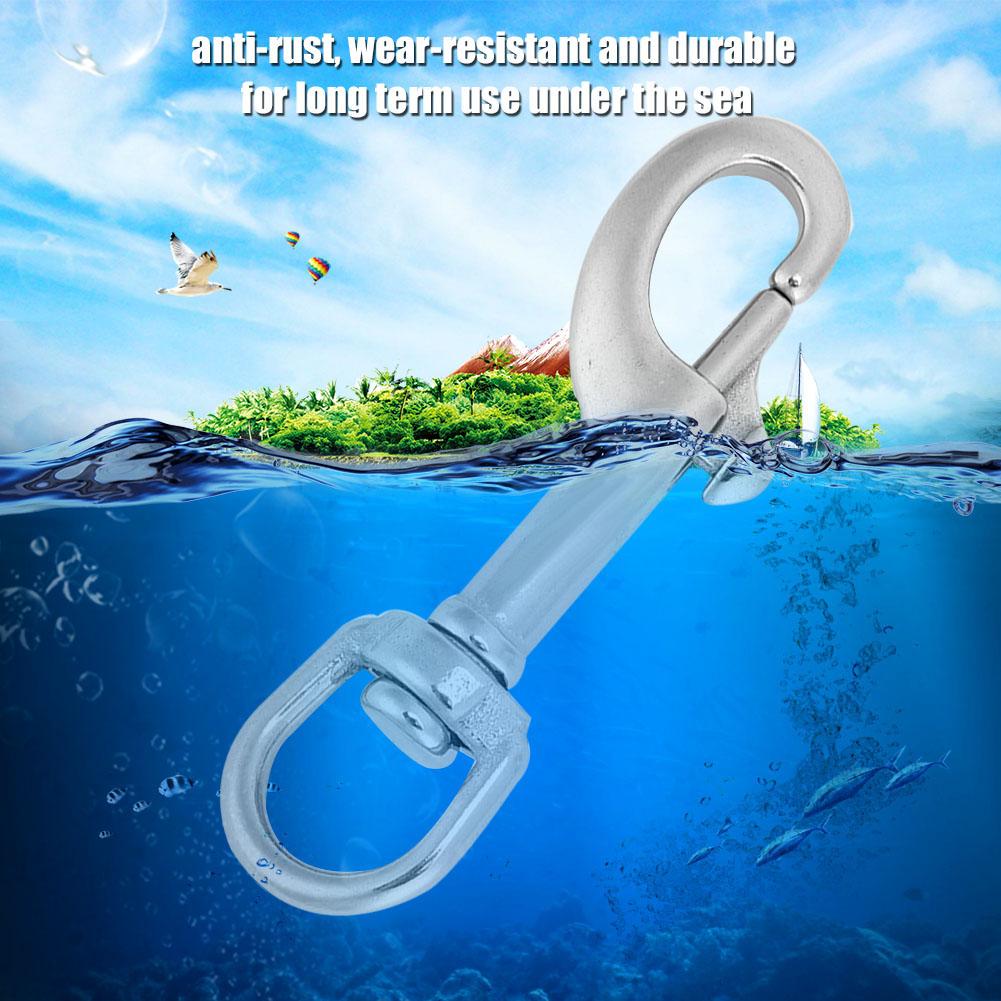 316 Stainless Steel Single Head Hook Swivel Eye Snap Scuba Diving Accessory