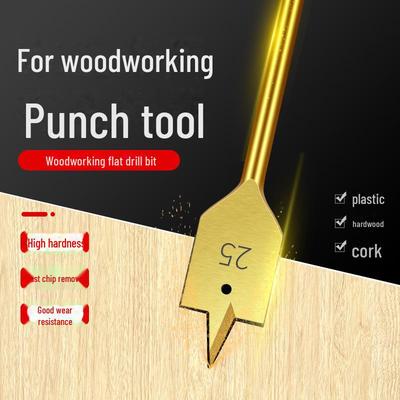 High Hardness 6-Piece High Carbon Steel Woodworking Flat Drill Bit Set with Three-Blade Punching Design