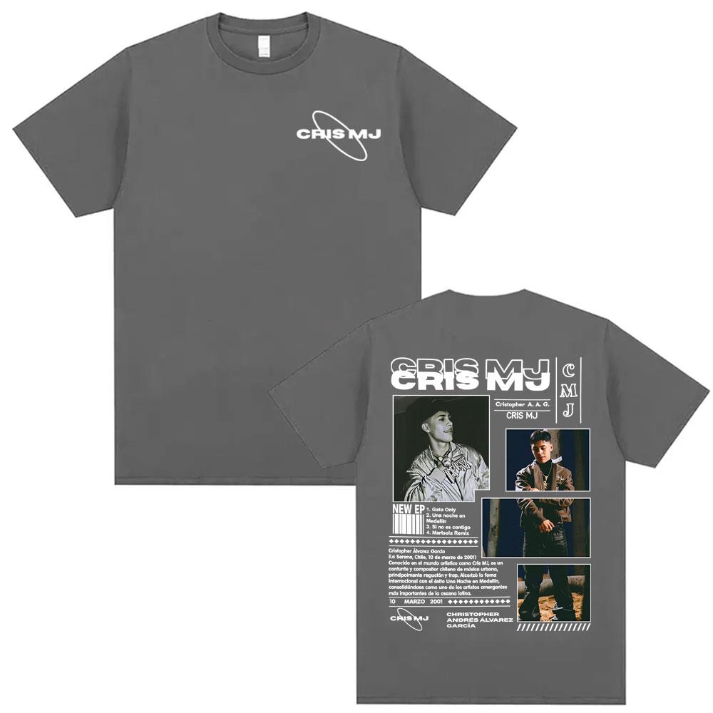 Rap Singer Cris MJ Album Tour Pattern Tshirt 2026 Summer New Men Clothing Harajuku High Street Y2K Tshirt Mens Cotton Tshirt