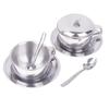 Stainless Steel Coffee Cup With Tray Spoon With/Without Lid Heat Resistant Mug Drink Tableware Kitchen Cafe Accessories