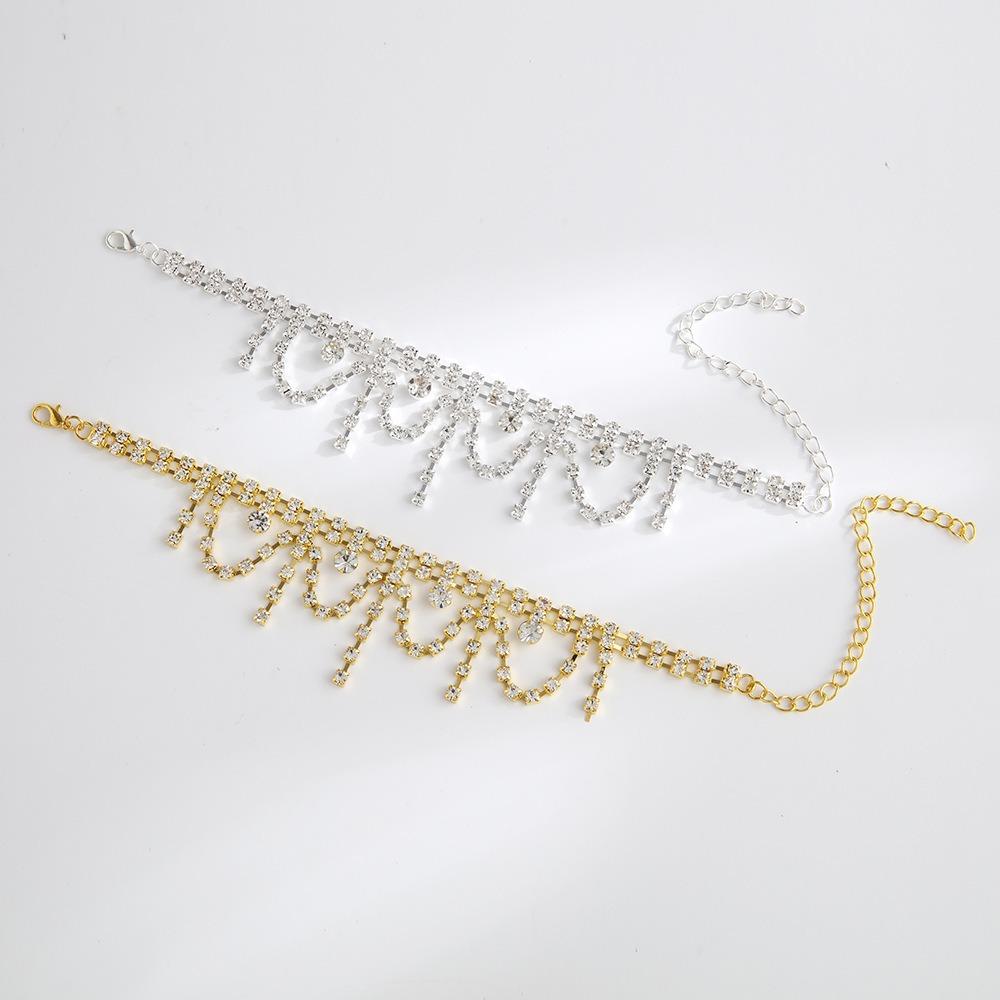 Exquisite Luxury Glittering Rhinestone Multi-layer Tassel Anklets for Women Beach Sexy Charm Ankle Chain Zircon Accessories