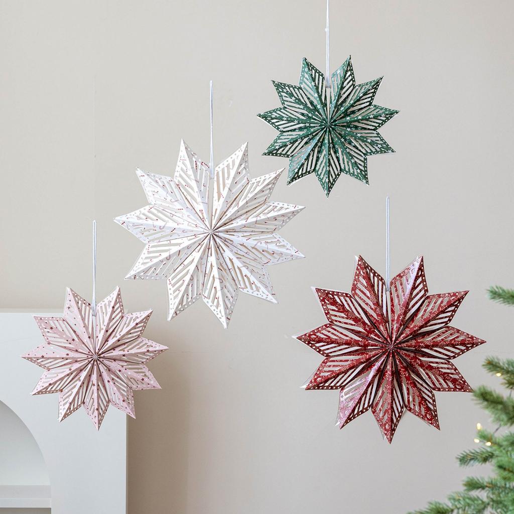 Durable Paper 3D Snowflake Ornament Waterproof Wrinkles Resistant for Christmas Tree Ceiling Window Decoration