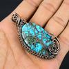 Tibetan Turquoise Pendant, 999 Copper Wire Wrapped Gemstone Jewelry, Handmade Pendant, For Thanksgiving