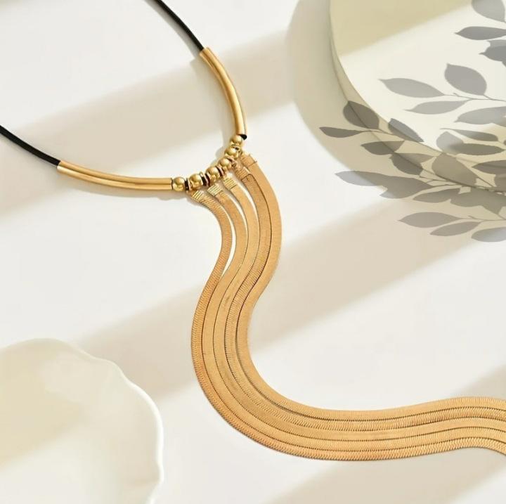 Преувеличенная Вытяжка Персонализированная Цепь Металлическая Змеиная Кость Цепь Длинное Холодное Направление Ожерелье Украшения золотой