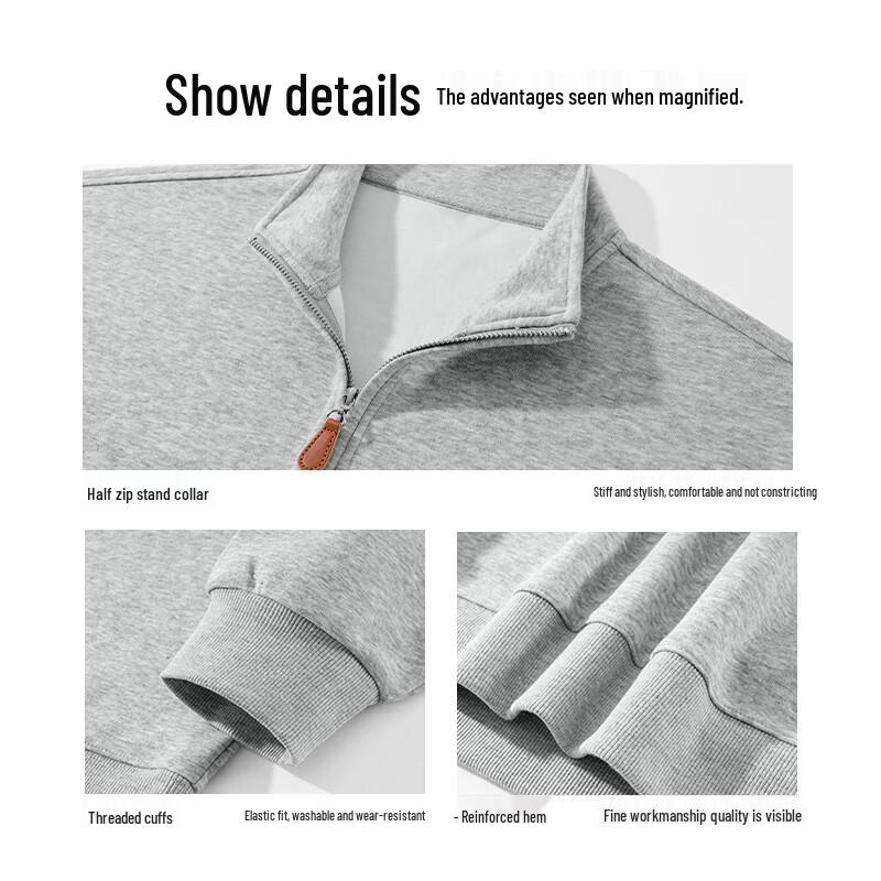 Jeanswest Men's Heavyweight Half-Zip Pullover Sweatshirt T1012