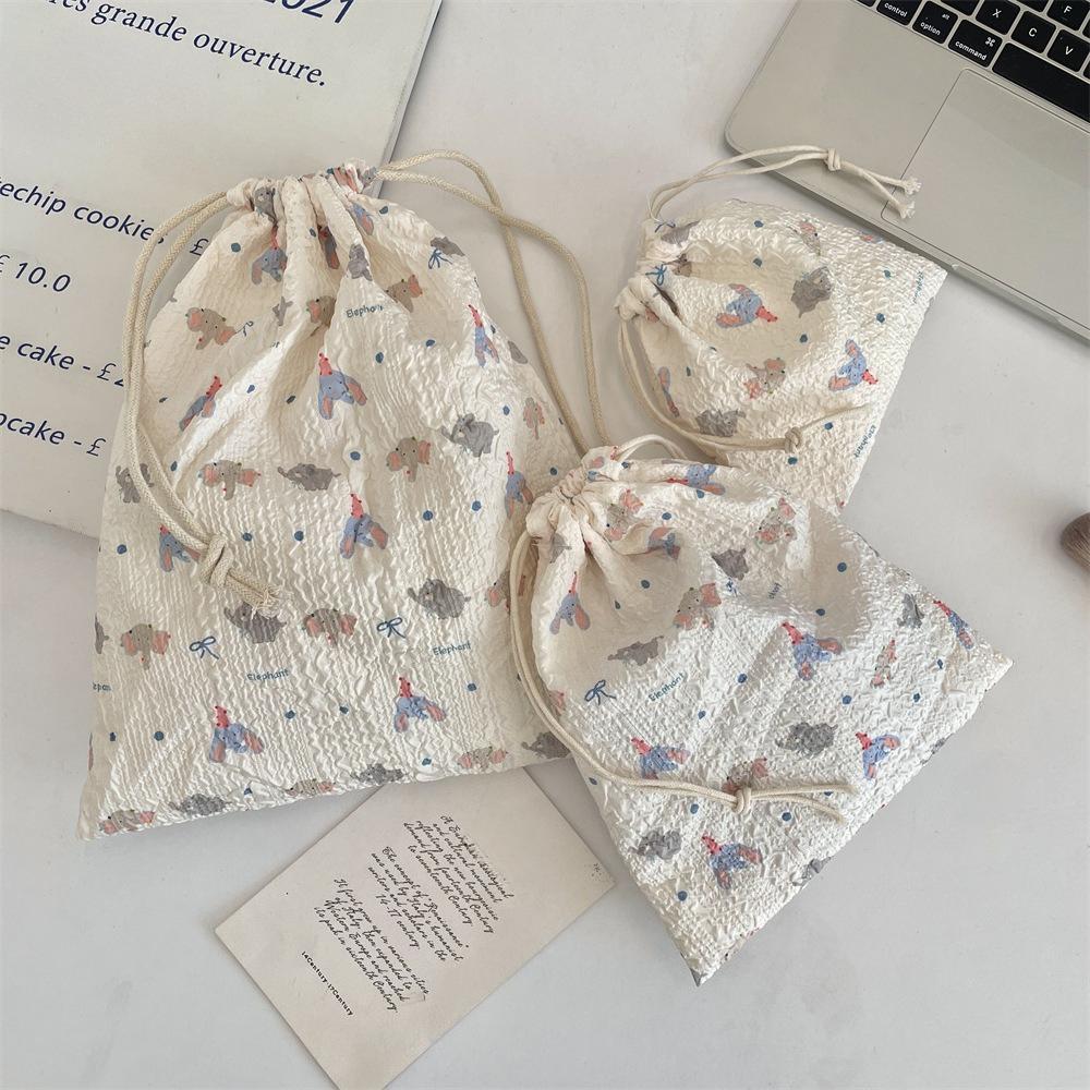Cute Floral Women Makeup Bag Pouch Kawaii Portable Toiletries Cosmetics Storage Organizer Travel Cosmetic Bag Drawstring Case