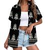 Women's Casual Short Sleeve Button Down Shirt Hawaiian Print Open Front Collar Blouse Lightweight Summer Top