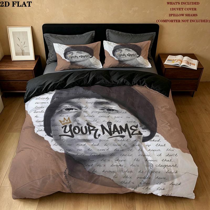 Eminem Custom Name Pattern Bedding Quilt Set Quilt Cover Pillowcase Home Gift(1 * duvet cover + 2 * pillowcase, without core)