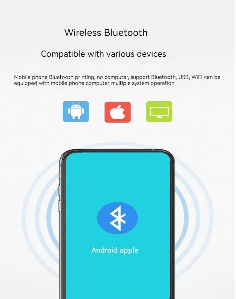 Mp21158mm Tragbarer handgehaltener Mini-Thermodrucker mit drahtloser Bluetooth-Funktion und praktischem Belegdruck Tragbare Drucker Geschenke