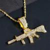 Mode HipHop Ak47 Maschinenpistole Anhänger Halskette Für Männer Kristall Kubanische Kette Iced Out Bling Halskette Punk Rock Biker Schmuck