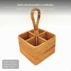 Handwoven Rattan Storage Basket, MultiCompartment Desktop Organizer for Remote, Makeup, Living Room,