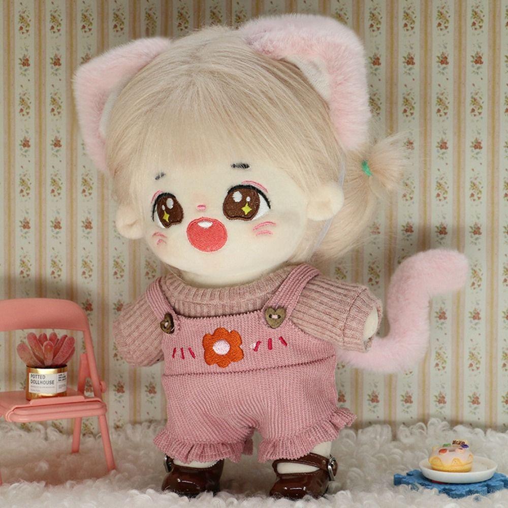 20cm Dolls Accessories Cute Plush Cat Ear Headband Hairy Tail For  Cotton Stuffed Toys Headwear Idol Dolls Hair Decor