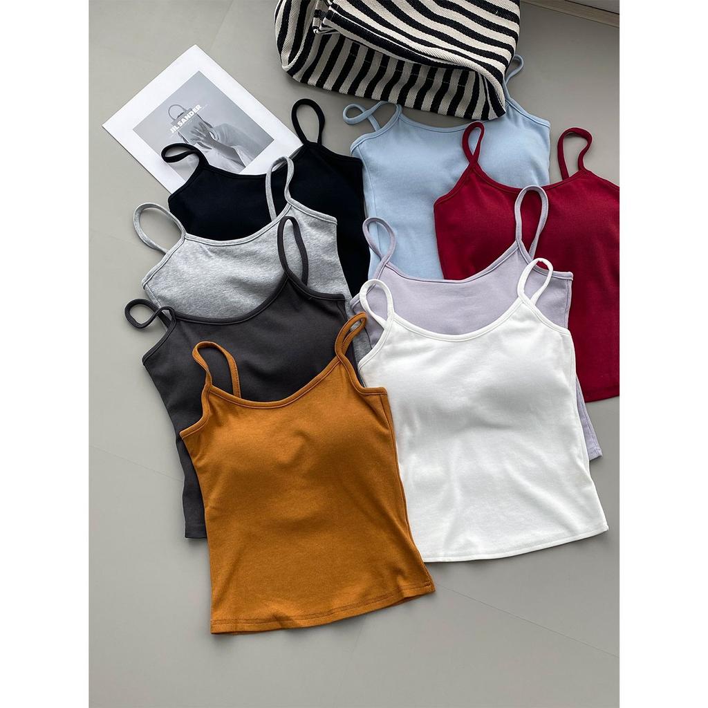 Women's Padded Camisole Top, Stretchy Slimming Cami with Built-in Bra, Pure Desire Style Spring Summer Basic