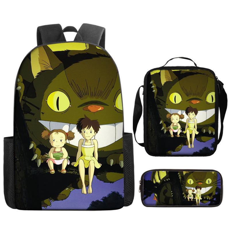 Hayao Miyazaki Chinchilla Schoolbag Cartoon Animation Backpack Children'S Backpack Satchel Pencil Case Digital Printing Computer Bag