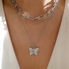 Vintage Butterfly Pendant Necklace For Women With Multi Layer Chain Accessory