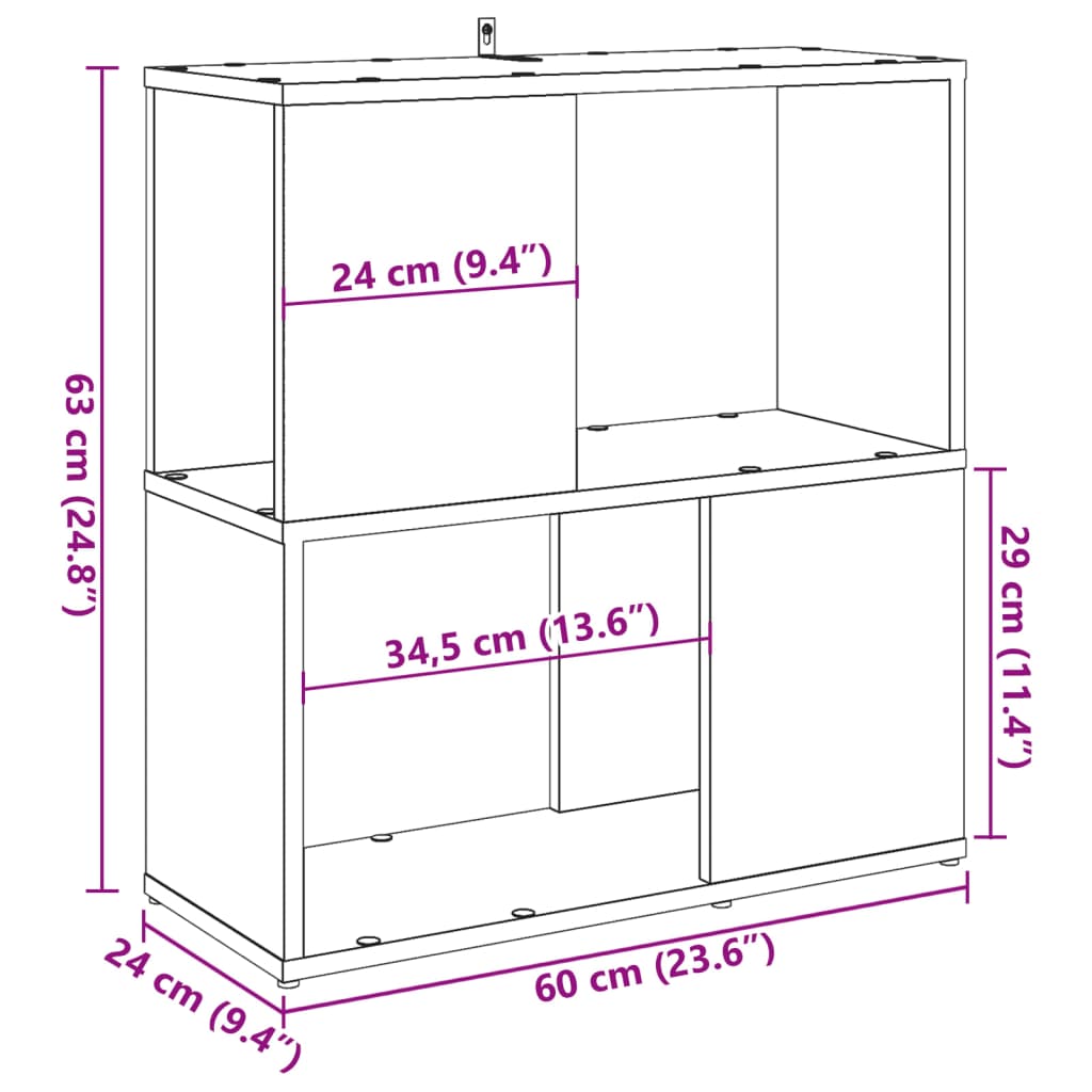 Bookshelf Rustic Wood Look 60 X 24 X 63 Cm Engineered Wood