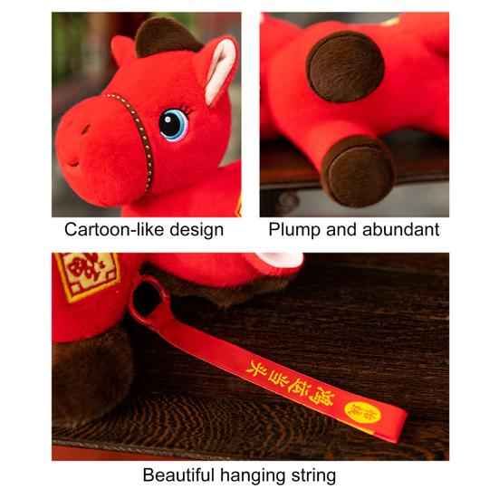Colorful Lucky Horse Plush Ornament Year of the Horse Zodiac Toy with PP Cotton Filling Festive Hanging Decor for Car & Bag Chinese New Year 2026 Gift