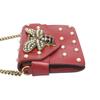 GUCCI 2WAY bag Broadway Pearl Bee Handbag leather Red Women 453778 Used