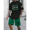 Tuta Sportiva da Uomo a 2 Pezzi Manica Corta 2024 Moda 23 T-shirt Girocollo Stampata Digitalmente e Set di Pantaloncini con Coulisse