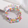 3-piece set of Bohemian style colorful rice beads mixed with smiling face pearls, multiple layered women's anklets