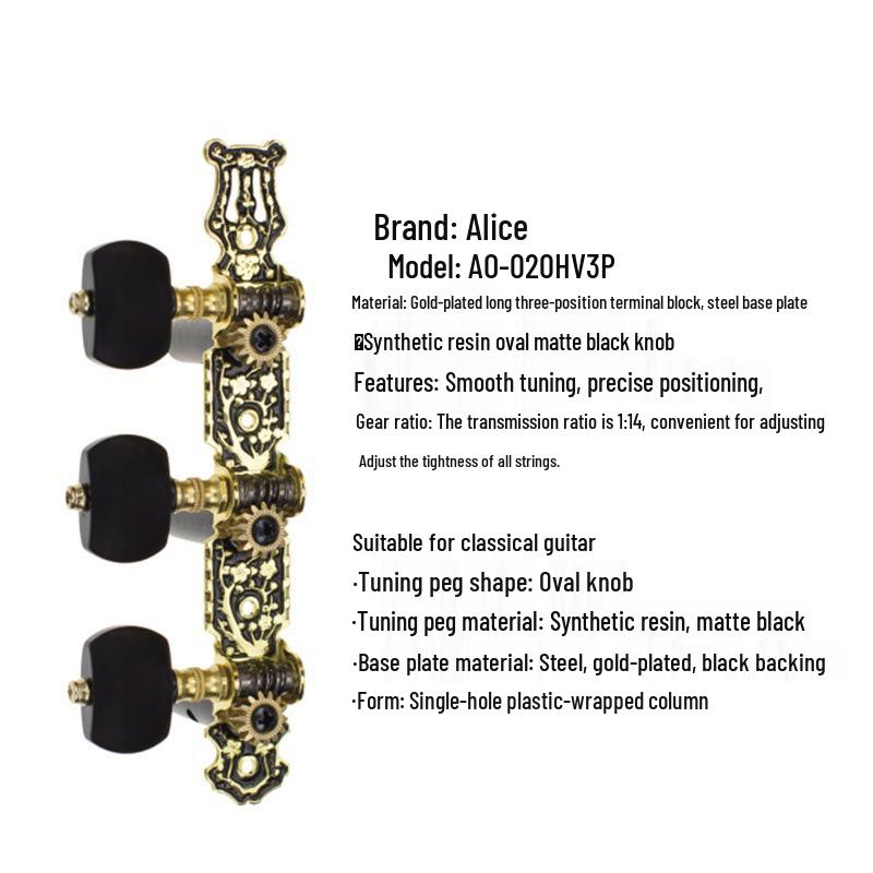 Accordatore Gilded a Tre Posizioni per Chitarra Classica Alice Serie AO-020HV Piroli