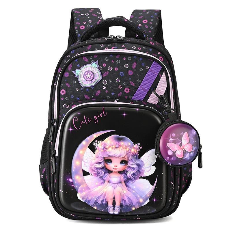 Kids School Backpack 16 Inch 3D Hard Shell Butterfly Design Grades 1-6 Breathable Oxford Fabric With Padded Straps