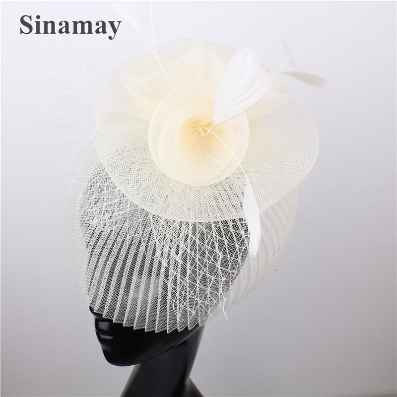 

European And American Black Top Hat Popular Hemp Yarn Banquet Mesh Top Hat Bride Feather Hairpin