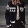 Zuose Retro Jacquard Button-Down Cardigan