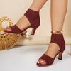 Plus Size Women Peep Toe Fly Knit Stiletto High Heel Sandals